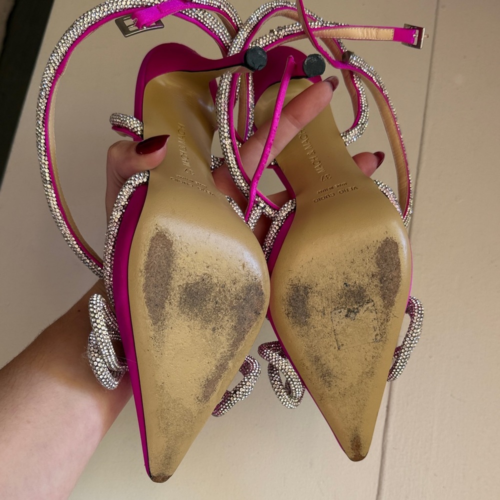 MACH & MACH Fuchsia Heels with Glittering Silver Details - Picture 3 of 8
